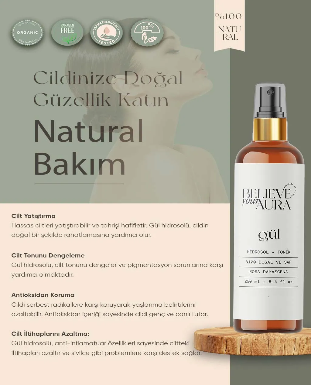 Gül Suyu Hidrosol Tonik - Believe Your Aura (2. görsel)