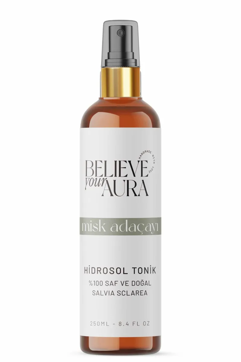Believe Your Aura Misk Adaçayı Hidrosol Tonik Saf ve Doğal Sebum Dengeleyici Akne Karşıtı Cilt ve Saç Bakım Toniği HDTMAD-701