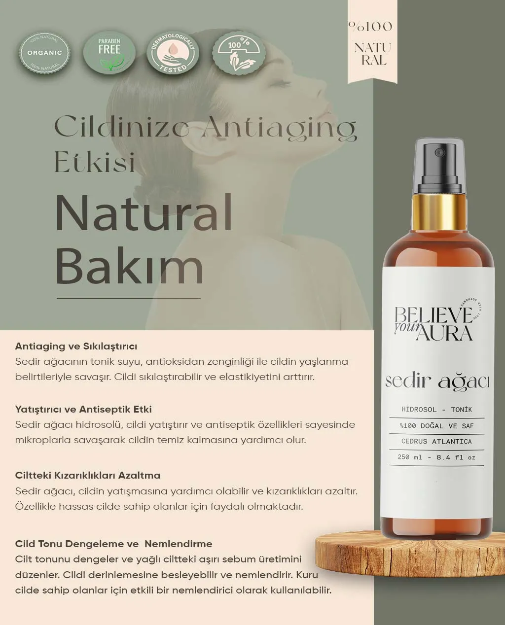 Sedir Ağacı Suyu Hidrosol Tonik - Believe Your Aura (2. görsel)