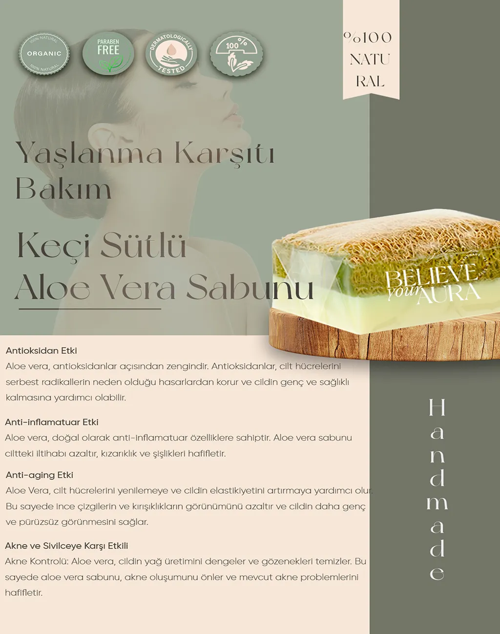 Keçi Sütlü Aloe Vera Sabunu - Believe Your Aura (2. görsel)