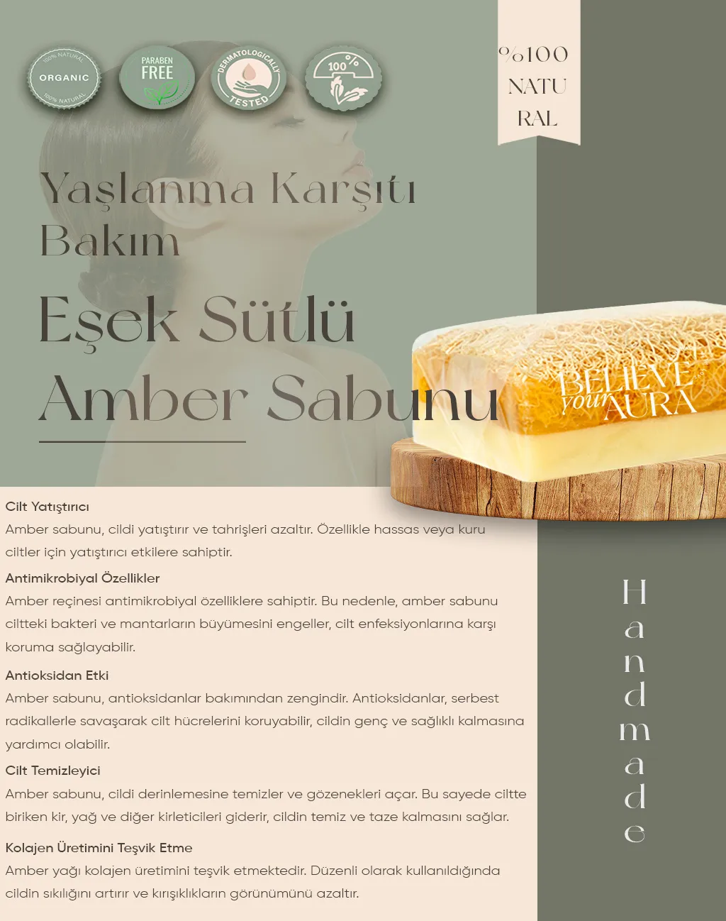 Eşek Sütlü Amber Sabunu - Believe Your Aura (2. görsel)