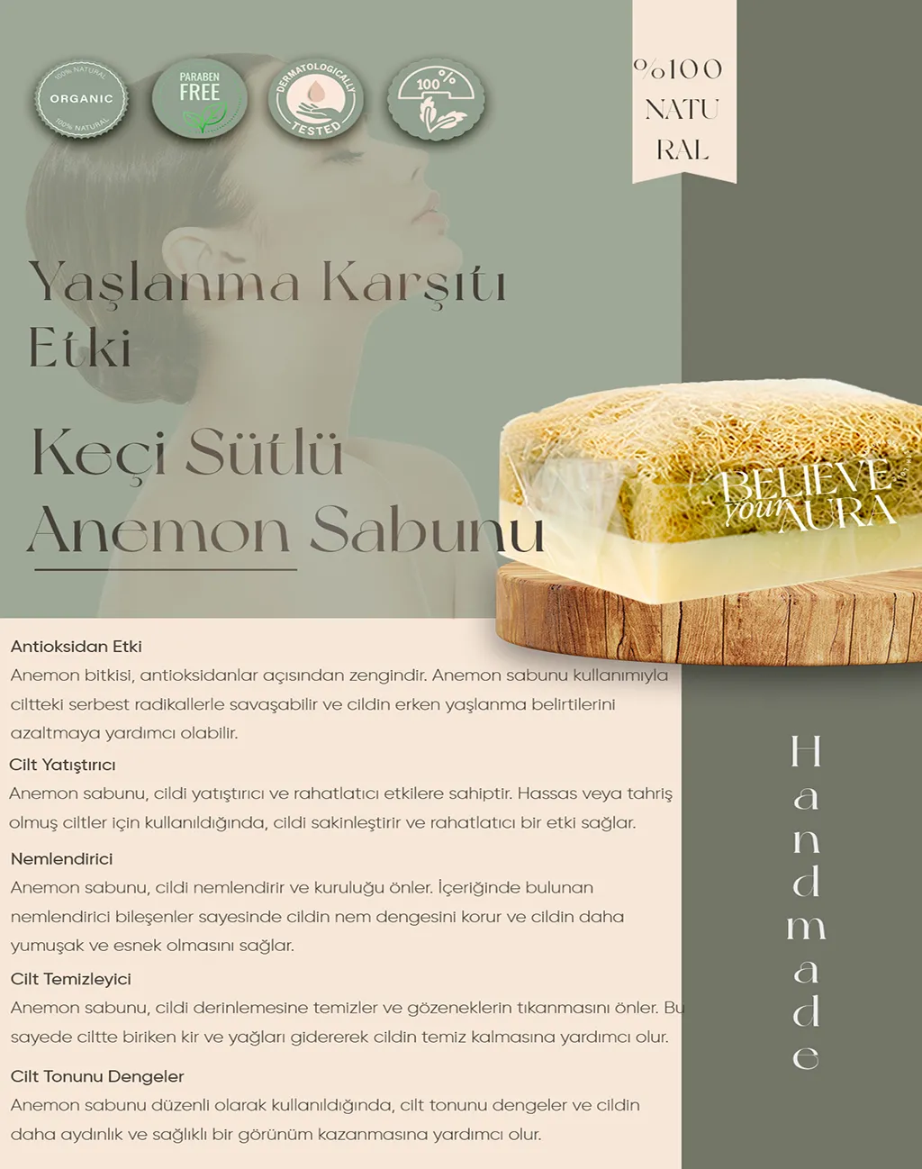 Keçi Sütlü Anemon Sabunu - Believe Your Aura (2. görsel)