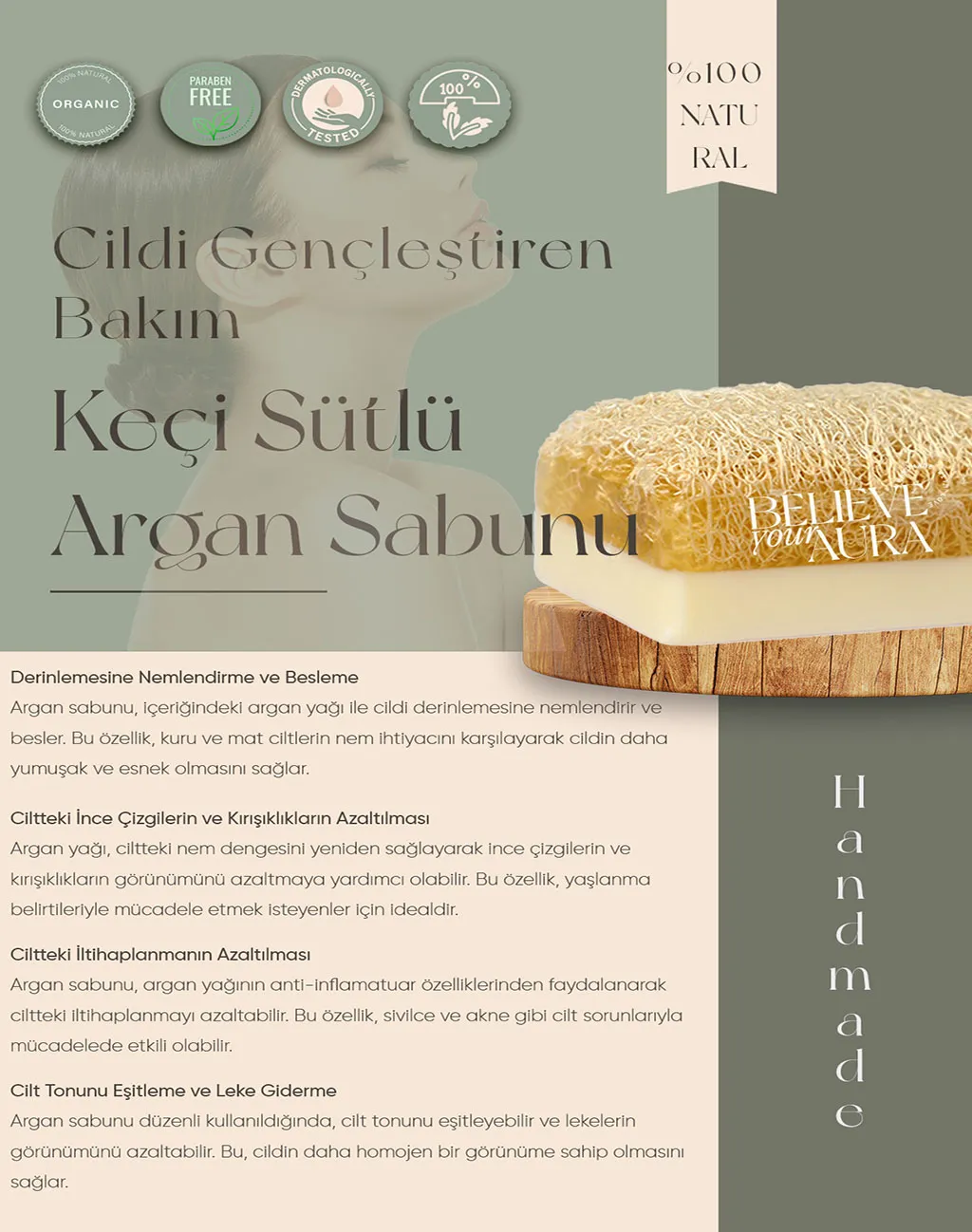 Keçi Sütlü Argan Sabunu - Believe Your Aura (2. görsel)