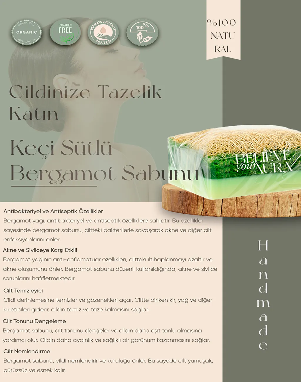 Keçi Sütlü Bergamot Sabunu - Believe Your Aura (2. görsel)