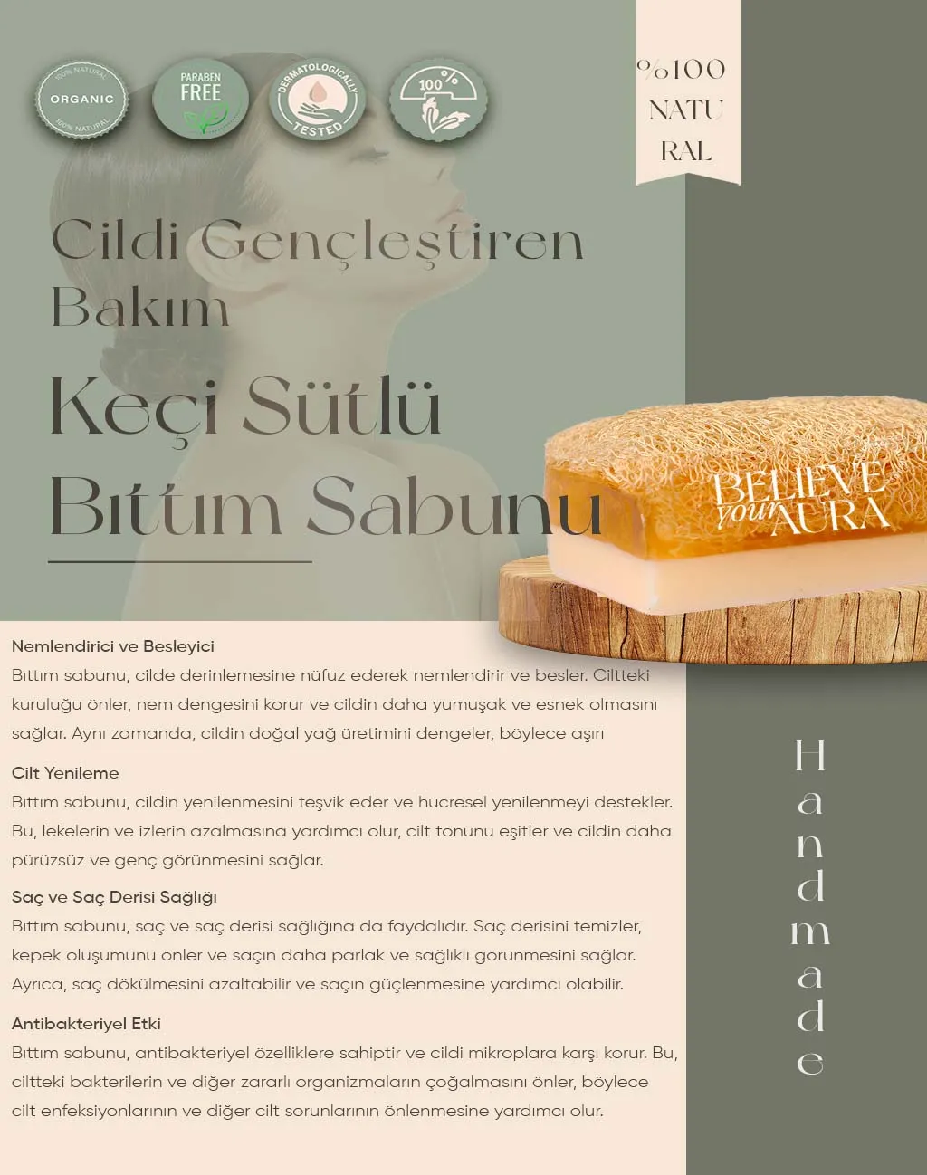 Keçi Sütlü Bıttım Sabunu - Believe Your Aura (2. görsel)