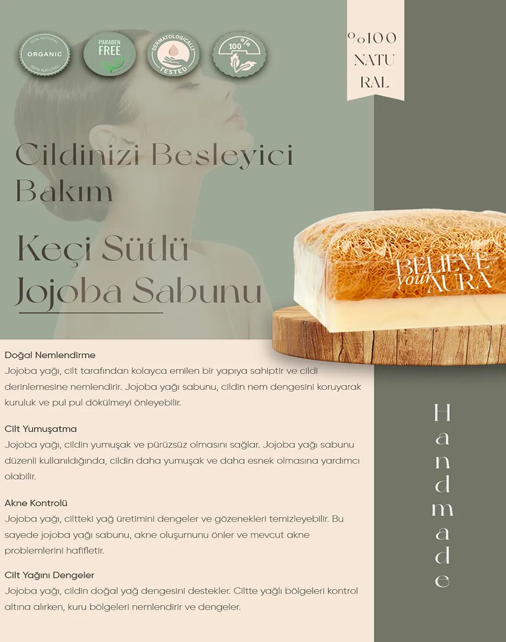 Keçi Sütlü Jojoba Sabunu - Believe Your Aura (2. görsel)