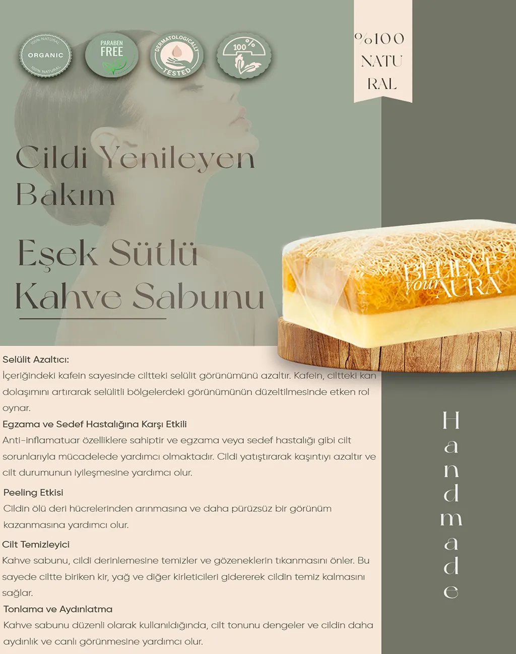 Eşek Sütlü Kahve Sabunu - Believe Your Aura (2. görsel)