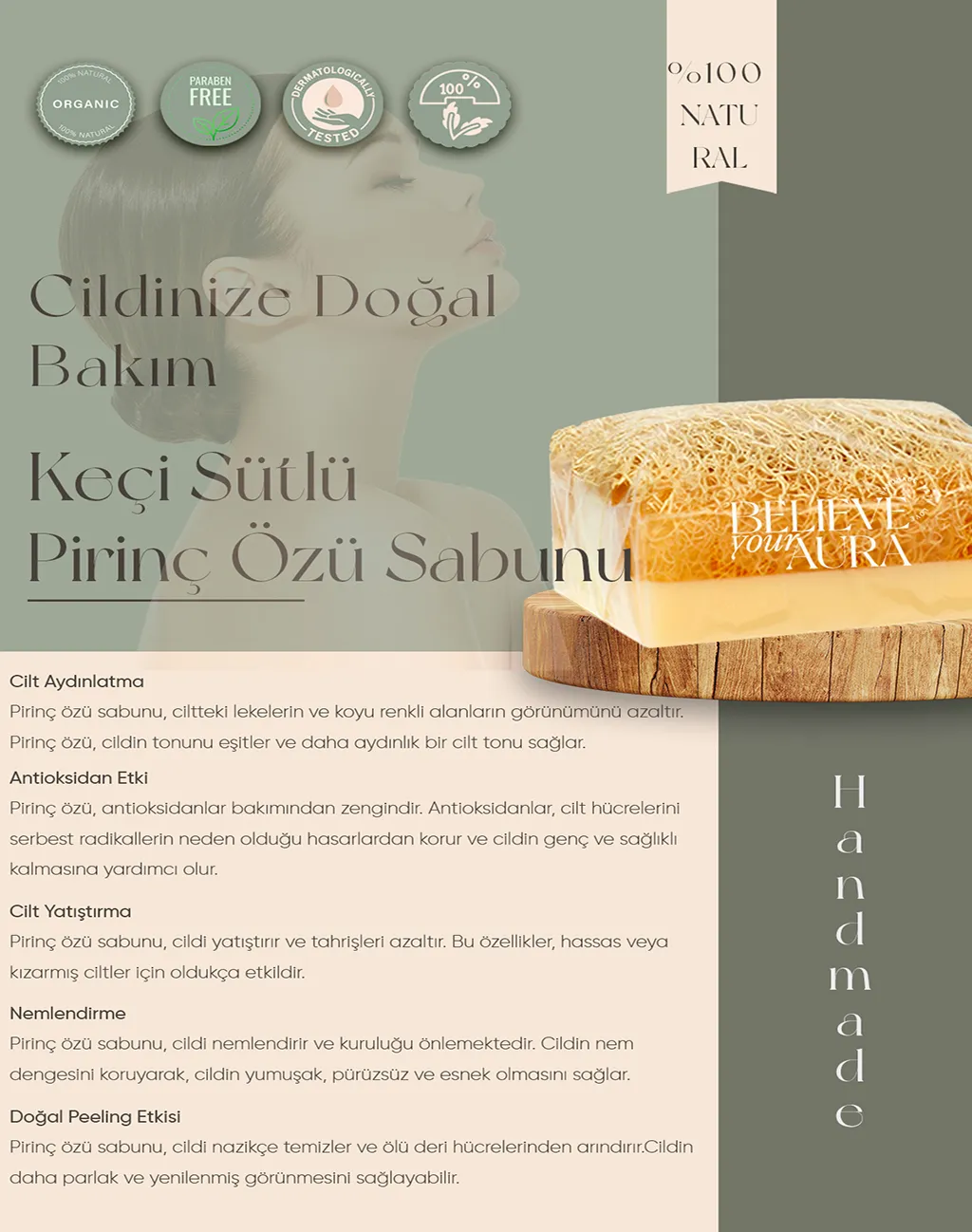 Keçi Sütlü Pirinç Özü Sabunu - Believe Your Aura (2. görsel)