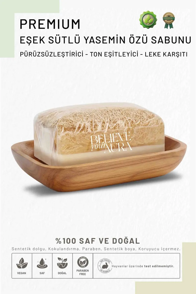 Believe Your Aura Eşek Sütlü Yasemin Sabunu - %100 Doğal Kabak Lifli Eşek Sütlü El Yapımı Yasemin Sabunu KASYSM1150-ES