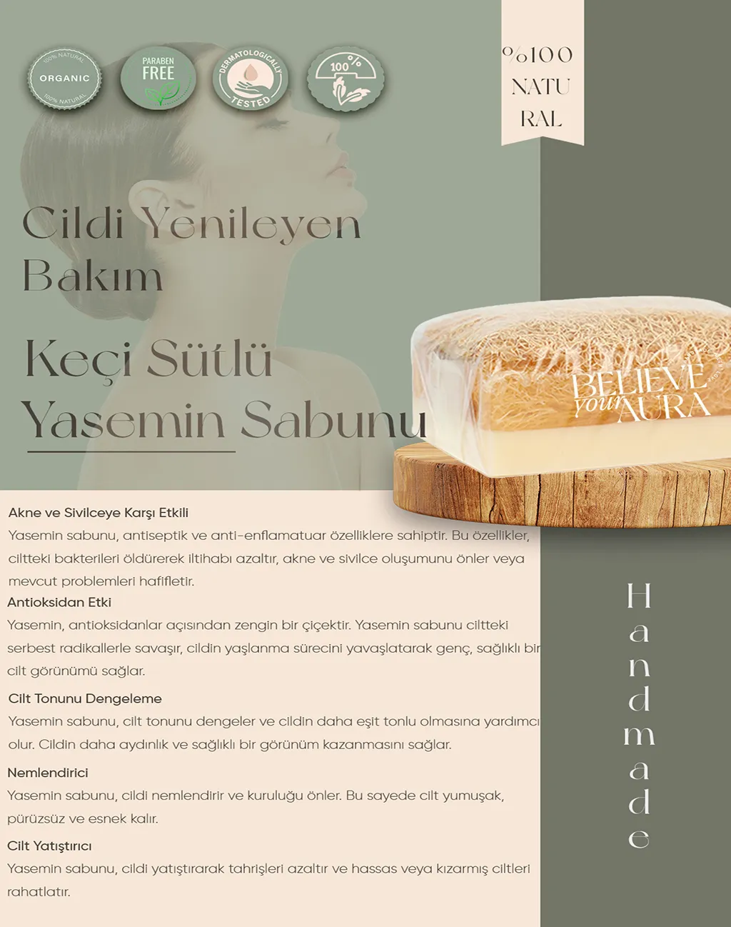 Keçi Sütlü Yasemin Sabunu - Believe Your Aura (2. görsel)
