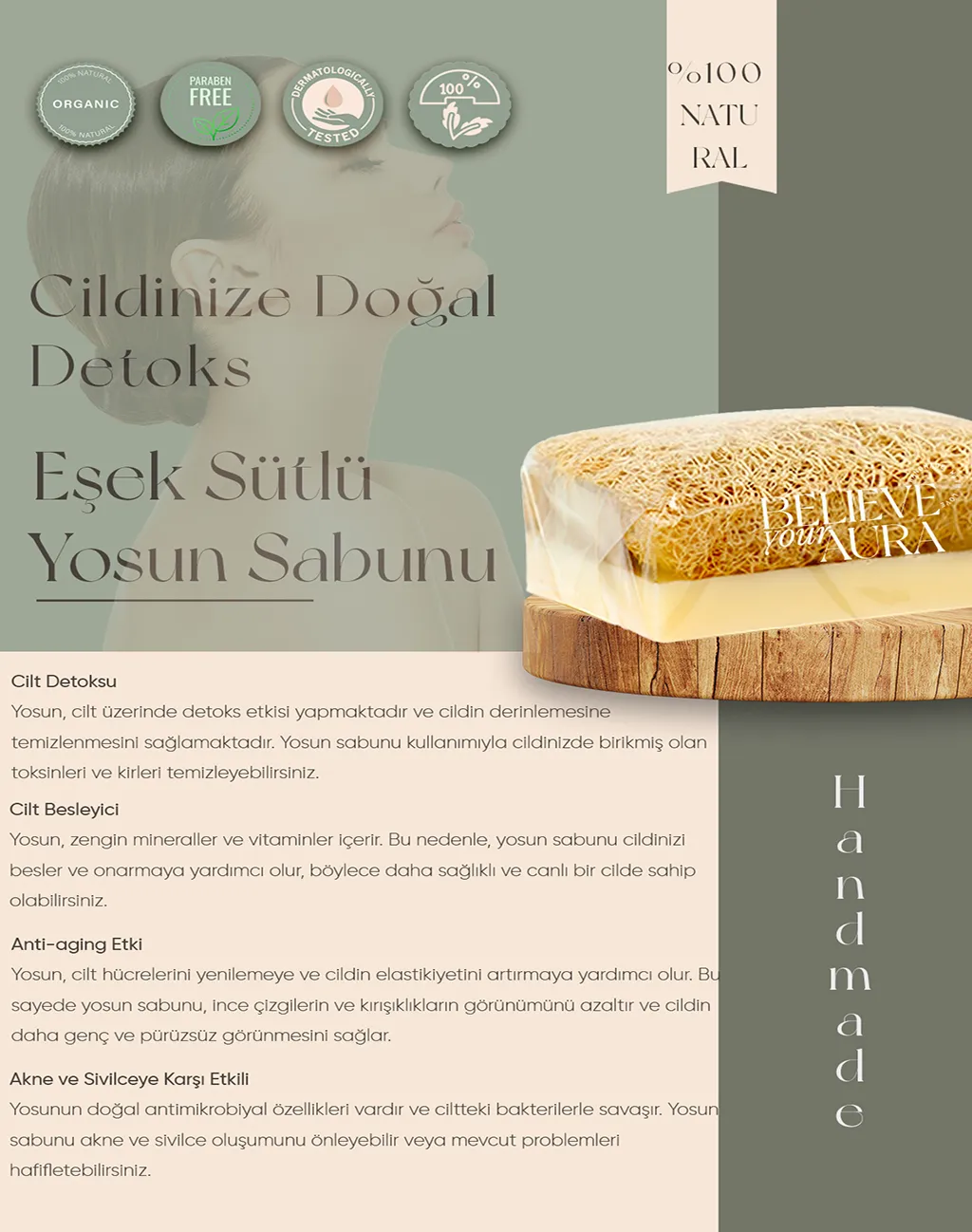 Eşek Sütlü Yosun Sabunu - Believe Your Aura (2. görsel)
