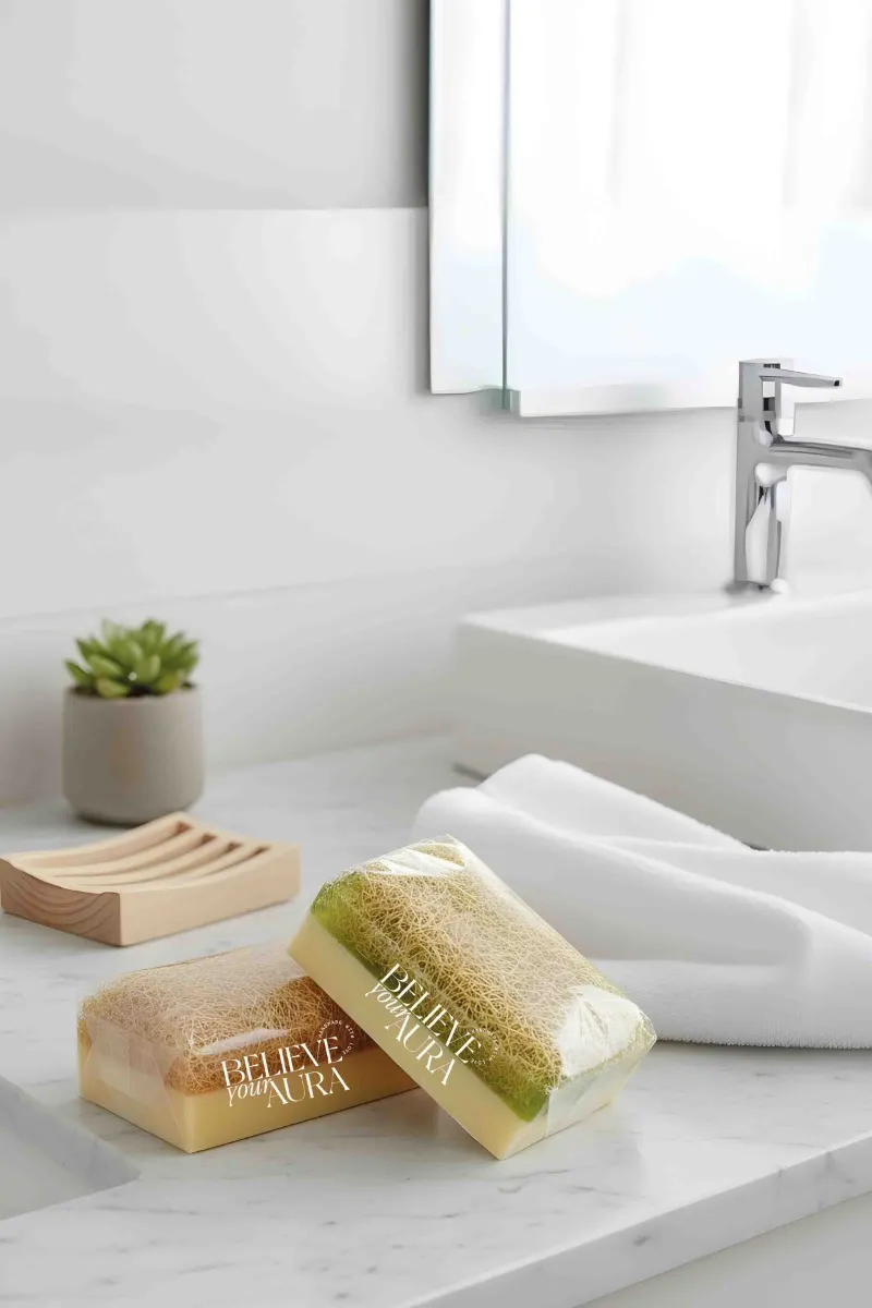 Believe Your Aura Doğal Kabak Lifli Eşek Sütlü Bal ve Keçi Sütlü Aloe Vera Sabunu 2'li Exculisive Set KLESSETALOEBAL-2