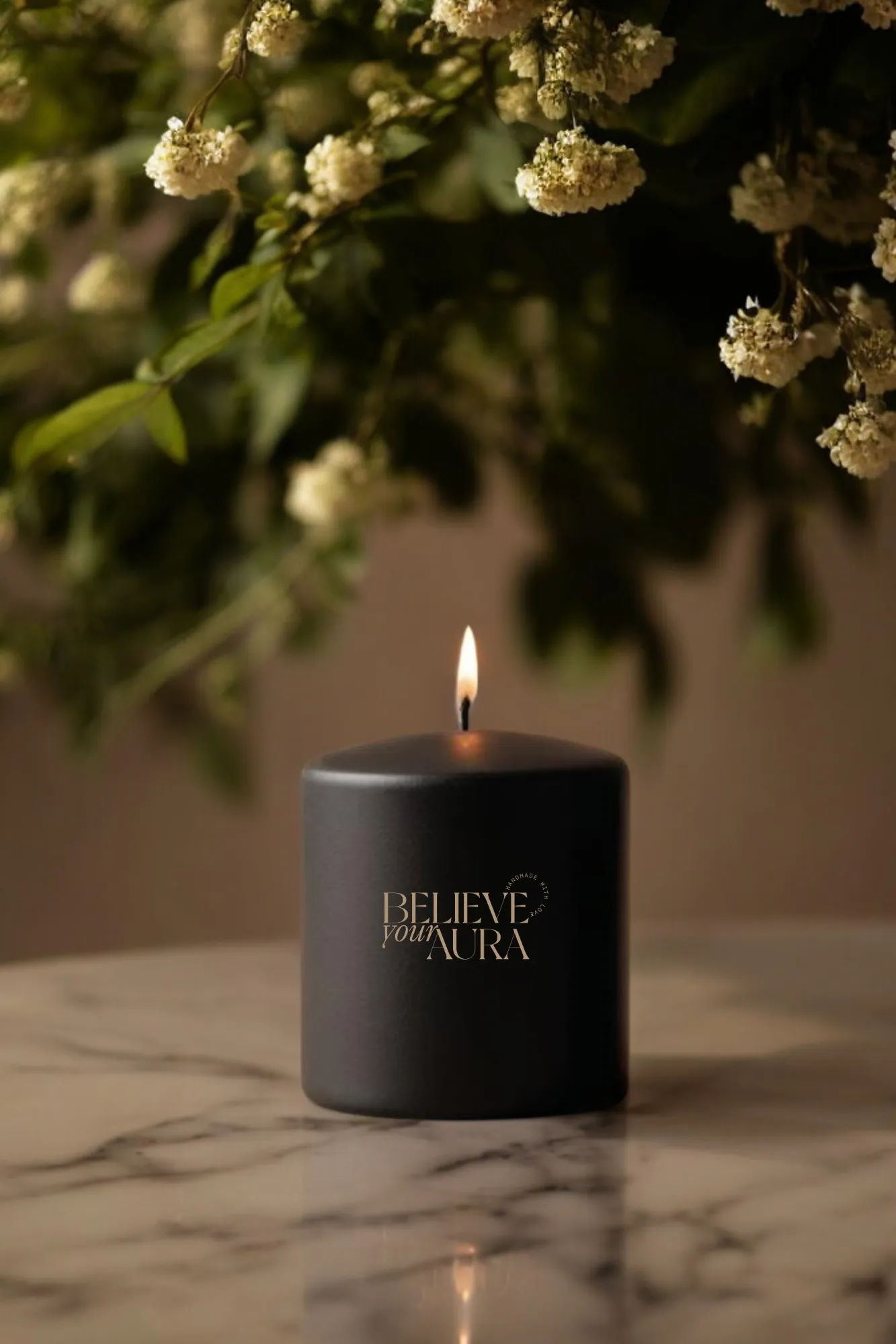 Siyah Silindir Mum - Believe Your Aura (3. görsel)