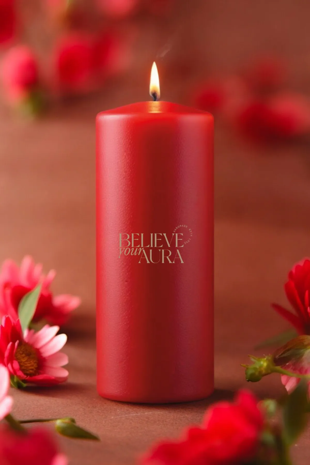 Gül Kokulu Kırmızı Mum - Believe Your Aura (3. görsel)