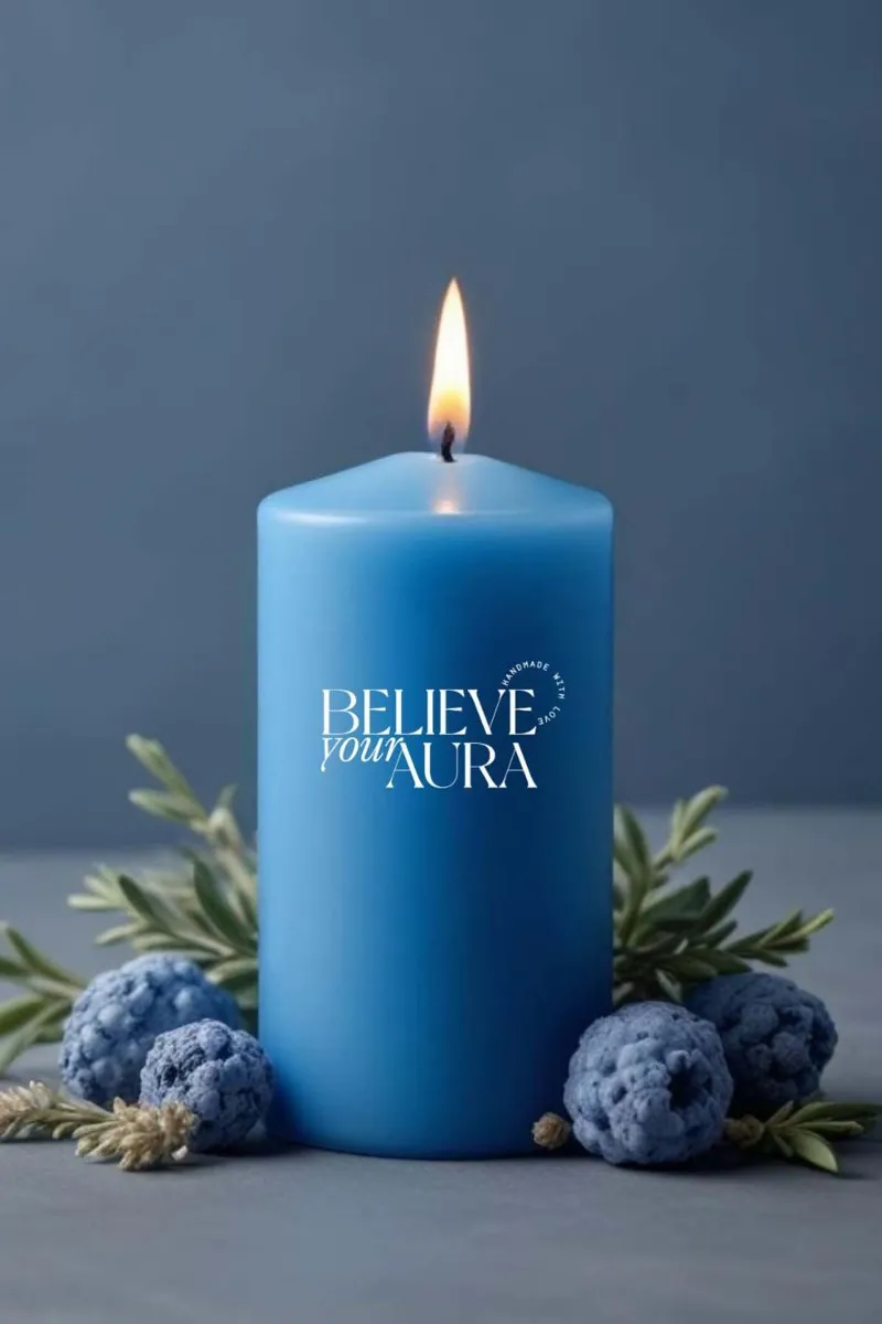 Believe Your Aura Lavanta Kokulu Mavi Silindir Mum KLM209