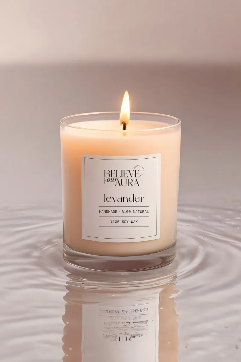 Believe Your Aura Organik Soya Wax Lavanta Kokulu Mum -MBSBRD02010-LVN
