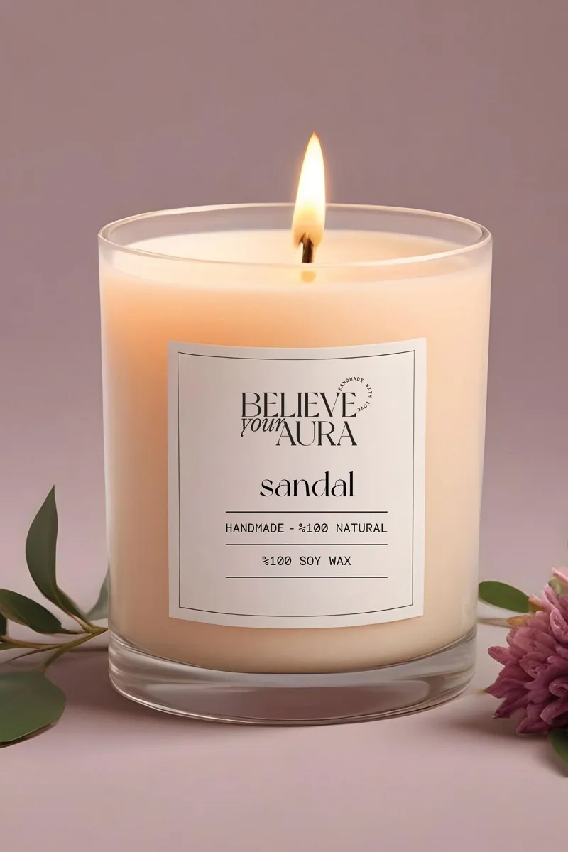 Believe Your Aura Organik Soya Wax Sandal Ağacı Kokulu Mum - MBSBRD02010-SND