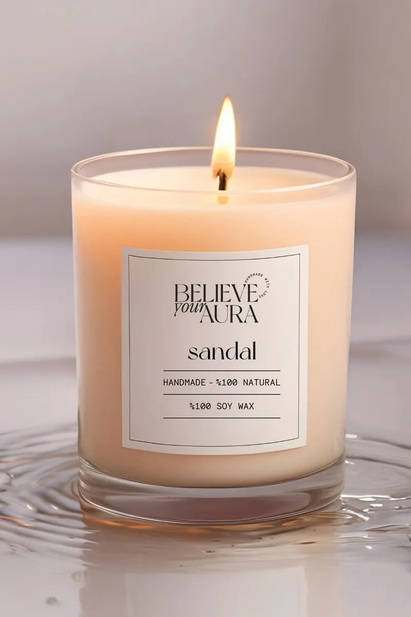 Believe Your Aura Organik Soya Wax Sandal Ağacı Kokulu Mum - MBSBRD02010-SND