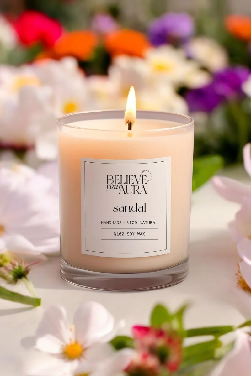 Believe Your Aura Organik Soya Wax Sandal Ağacı Kokulu Mum - MBSBRD02010-SND