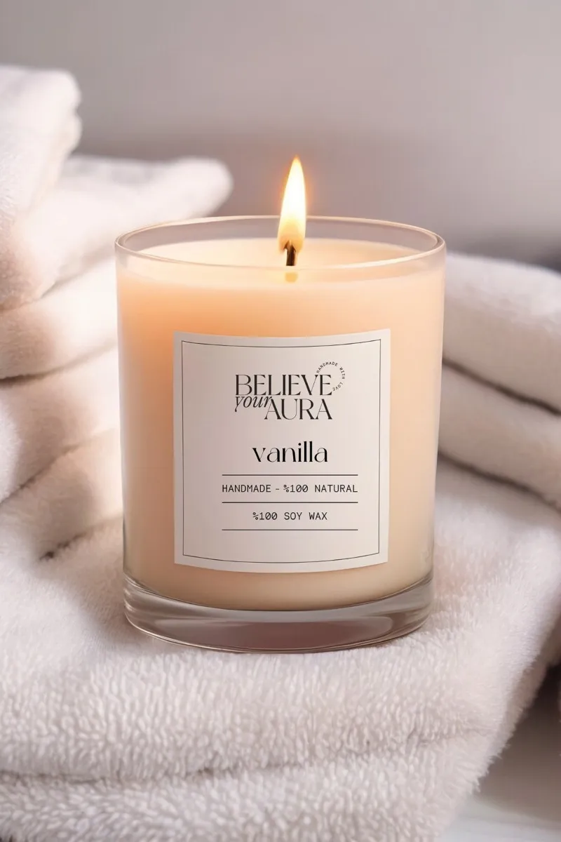 Believe Your Aura Organik Soya Wax Vanilya Kokulu Mum - MBSBRD02010-VNL
