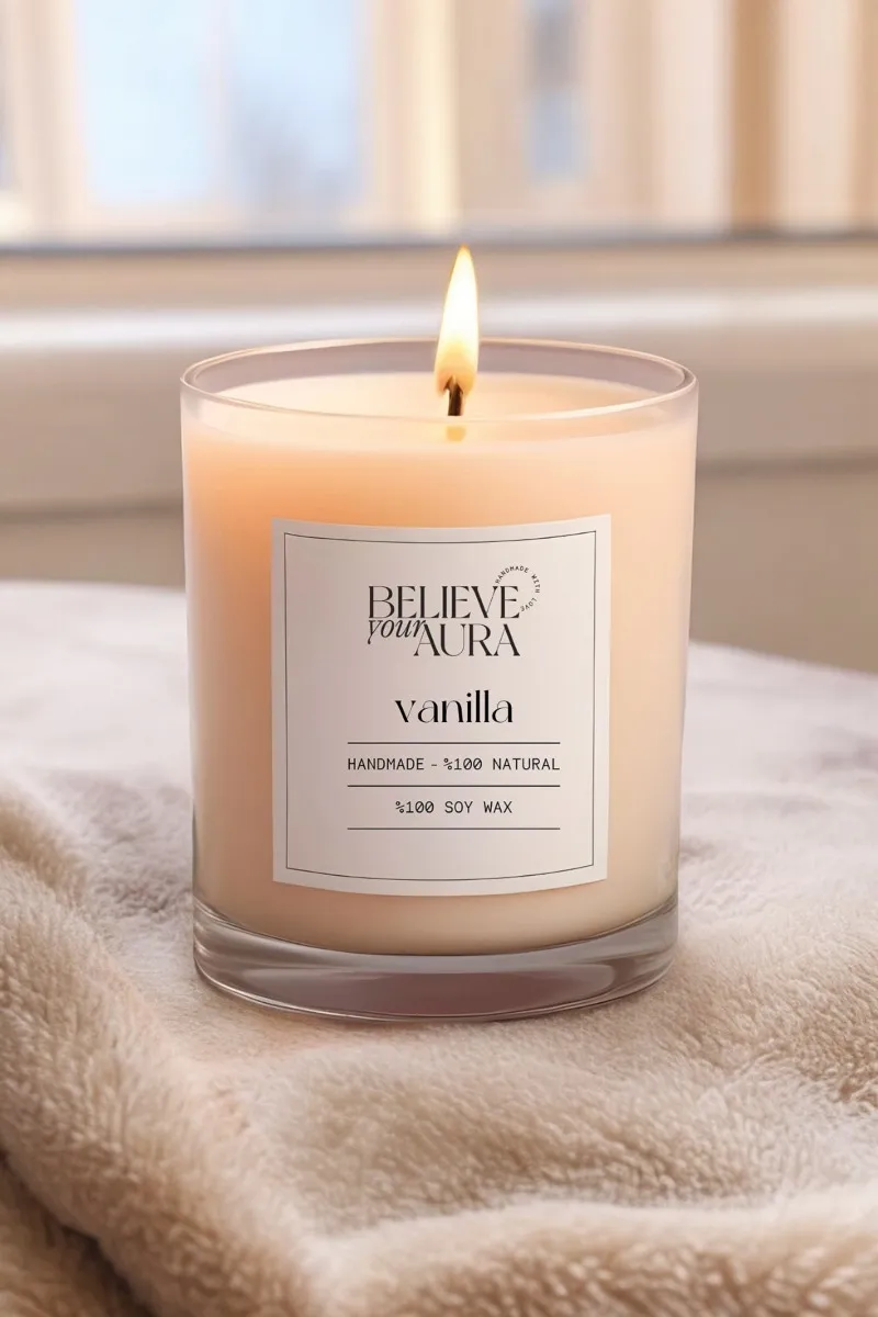 Believe Your Aura Organik Soya Wax Vanilya Kokulu Mum - MBSBRD02010-VNL