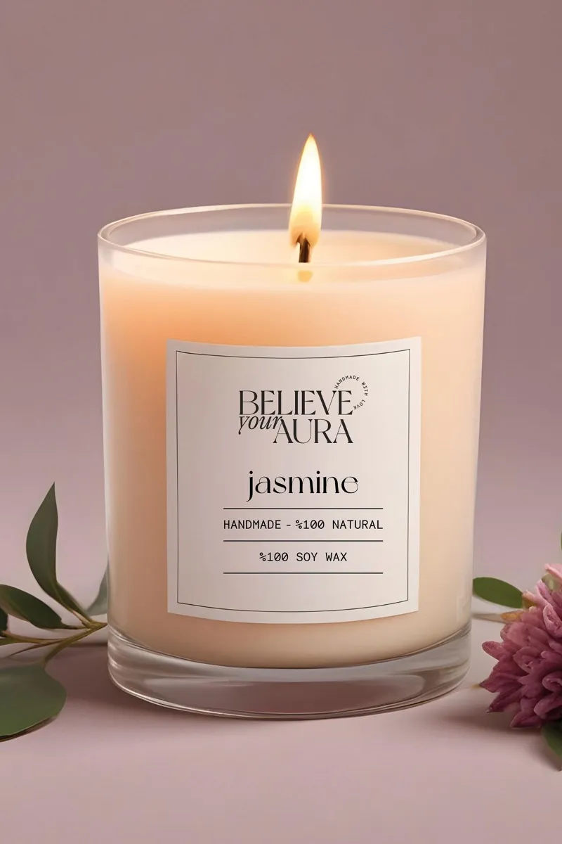 Believe Your Aura Organik Soya Wax Yasemin Kokulu Mum - MBSBRD02010-YSM
