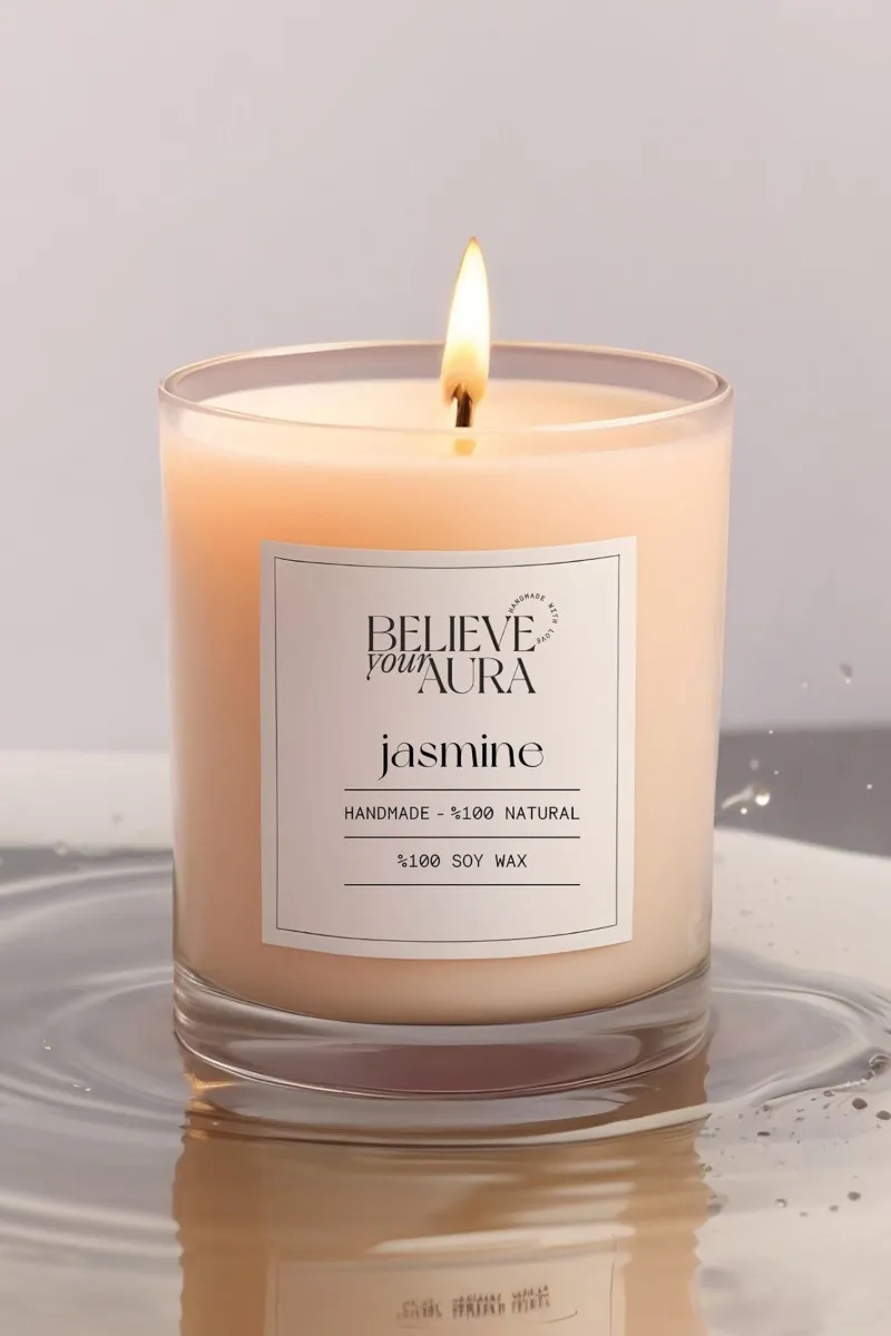 Believe Your Aura Organik Soya Wax Yasemin Kokulu Mum - MBSBRD02010-YSM