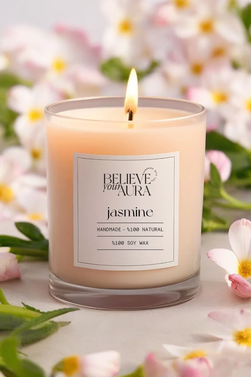 Believe Your Aura Organik Soya Wax Yasemin Kokulu Mum - MBSBRD02010-YSM