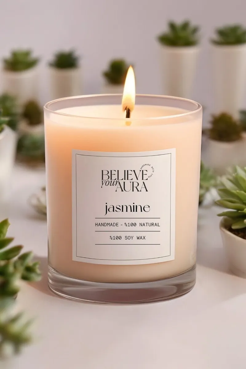 Believe Your Aura Organik Soya Wax Yasemin Kokulu Mum - MBSBRD02010-YSM