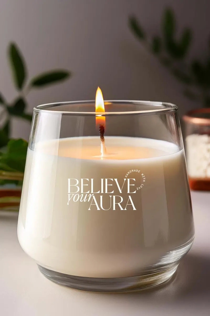 Believe Your Aura Vanilya Kokulu Beyaz Mum - %100 Doğal Soya Mumu Aromaterapi ve Dekoratif Kokulu Mum - MBSBRD023VNL-10