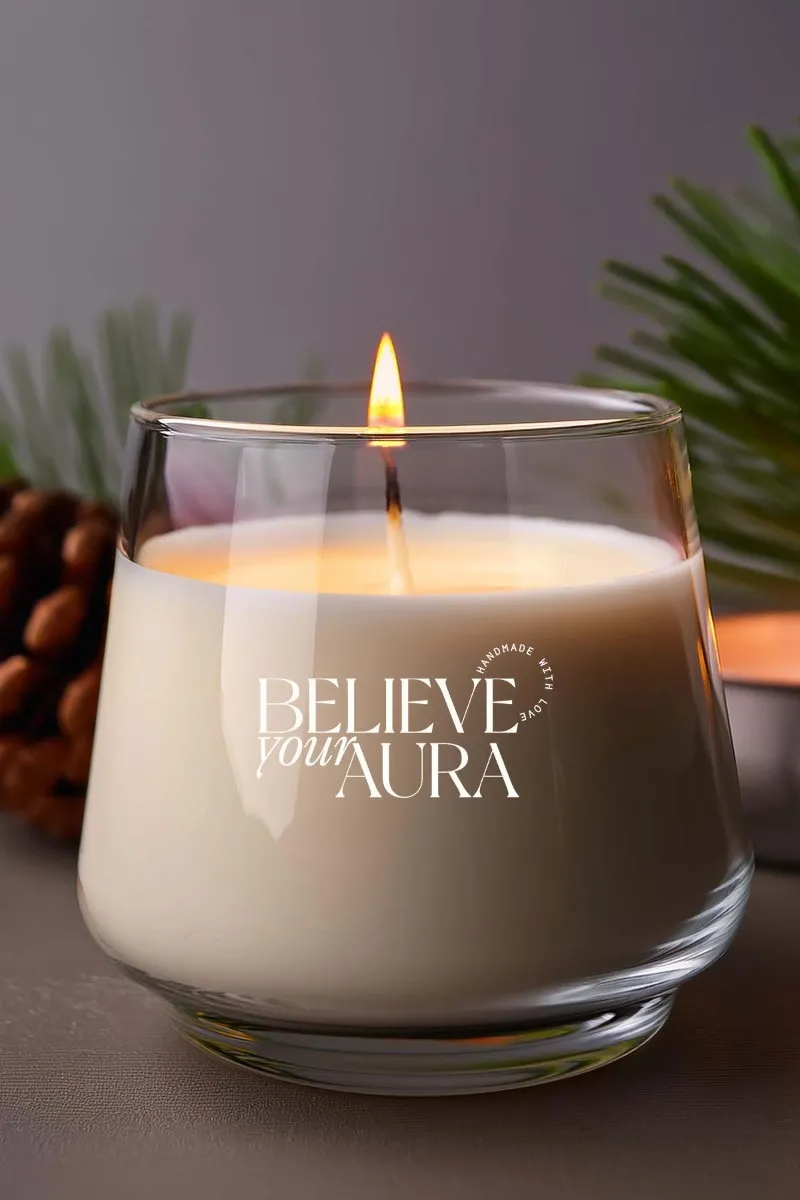 Believe Your Aura Vanilya Kokulu Beyaz Mum - %100 Doğal Soya Mumu Aromaterapi ve Dekoratif Kokulu Mum - MBSBRD023VNL-10