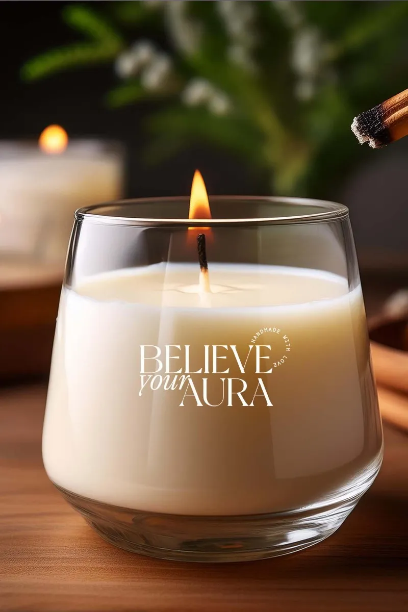 Believe Your Aura Vanilya Kokulu Beyaz Mum - %100 Doğal Soya Mumu Aromaterapi ve Dekoratif Kokulu Mum - MBSBRD023VNL-10