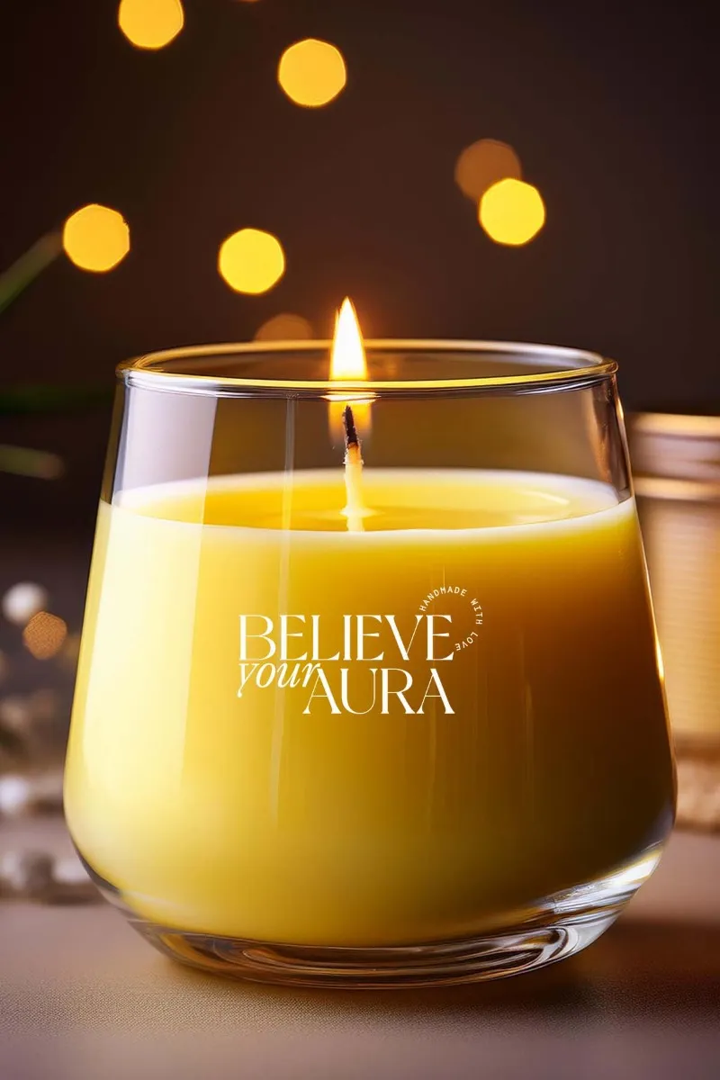 Believe Your Aura Vanilya Kokulu Sarı Mum - %100 Doğal Soya Mumu Aromaterapi ve Dekoratif Kokulu Mum - MBSBRD023VNL-13