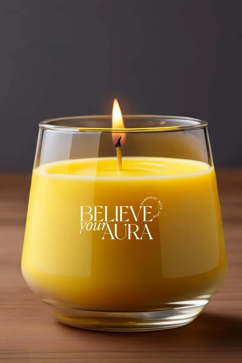 Believe Your Aura Vanilya Kokulu Sarı Mum - %100 Doğal Soya Mumu Aromaterapi ve Dekoratif Kokulu Mum - MBSBRD023VNL-13