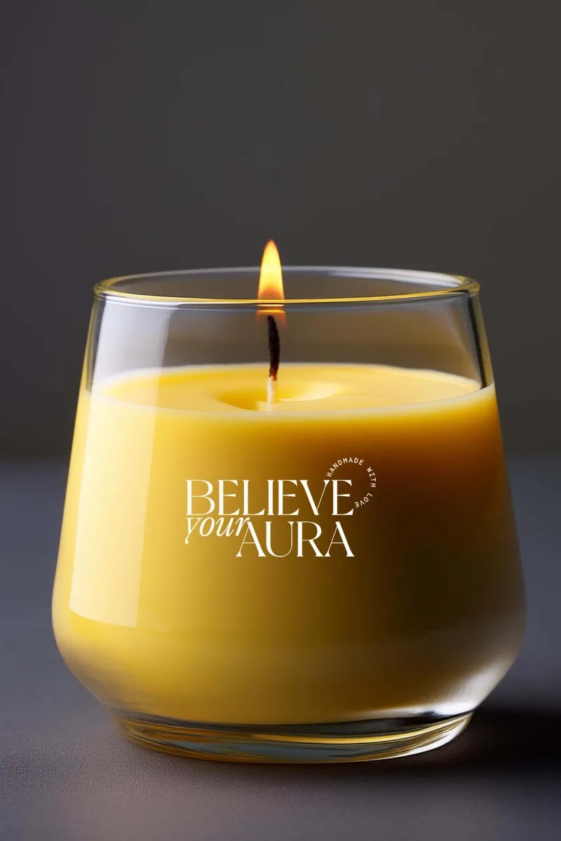 Believe Your Aura Vanilya Kokulu Sarı Mum - %100 Doğal Soya Mumu Aromaterapi ve Dekoratif Kokulu Mum - MBSBRD023VNL-13
