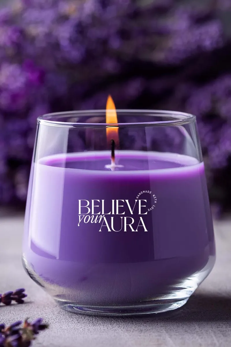 Believe Your Aura Vanilya Kokulu Mor Mum - %100 Doğal Soya Mumu Aromaterapi ve Dekoratif Kokulu Mum - MBSBRD023VNL-14