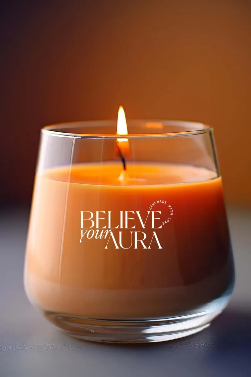 Believe Your Aura Vanilya Kokulu Turuncu Mum - %100 Doğal Soya Mumu Aromaterapi ve Dekoratif Kokulu Mum - MBSBRD023VNL-16