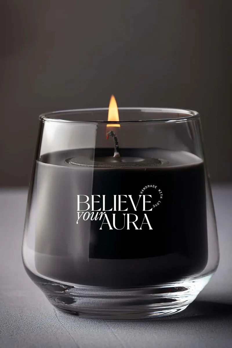 Believe Your Aura Vanilya Kokulu Siyah Mum - %100 Doğal Soya Mumu Aromaterapi ve Dekoratif Kokulu Mum - MBSBRD023VNL-20