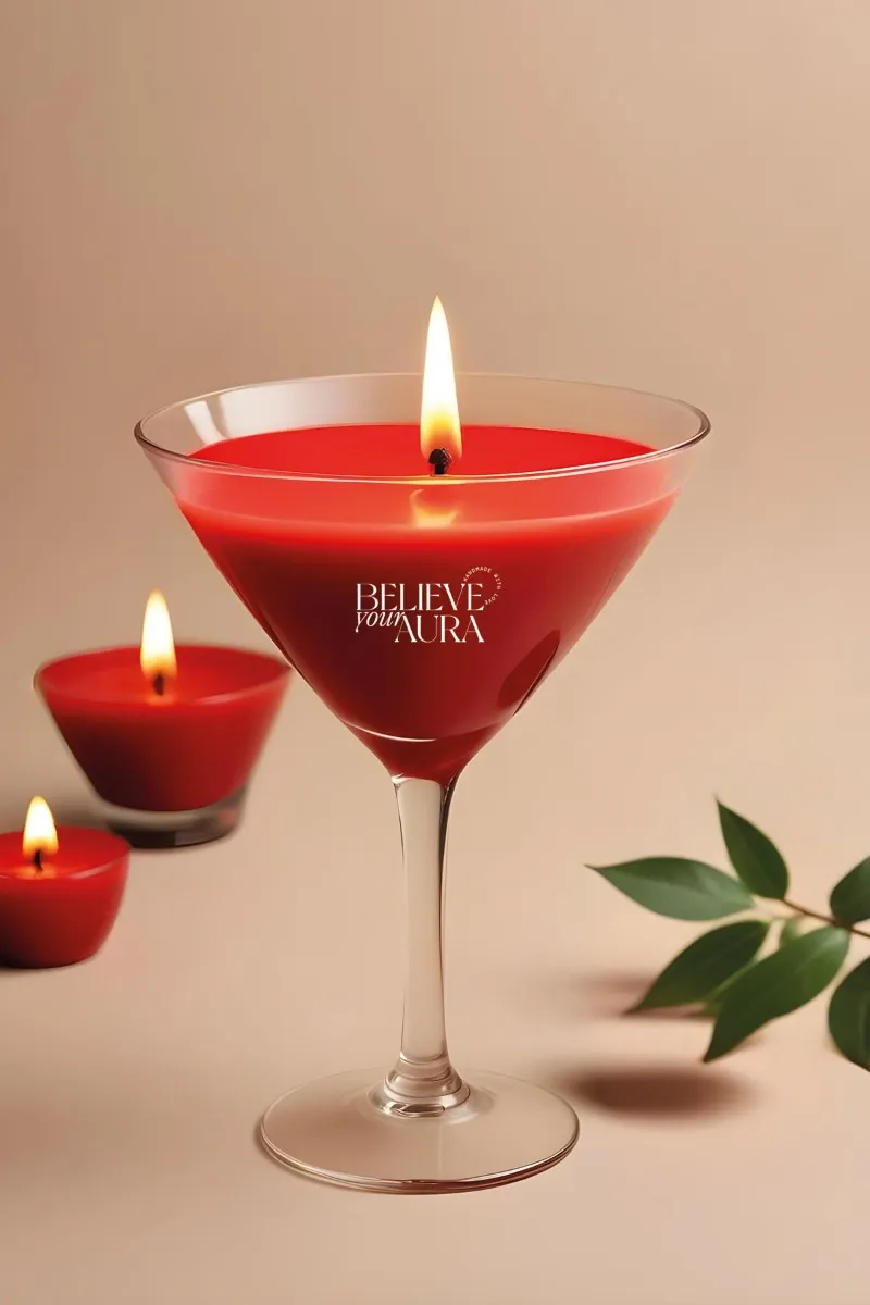 Believe Your Aura Vanilya Kokulu Mum - %100 Doğal Soya Mumu Kırmızı Dekoratif Kokulu Mum - MBSBRD029VNL-11