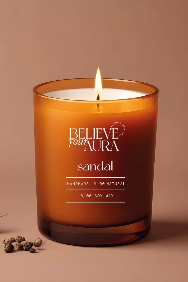 Believe Your Aura Organik Soya Wax Sandal Ağacı Kokulu Mum - MBSBRD04210-SND