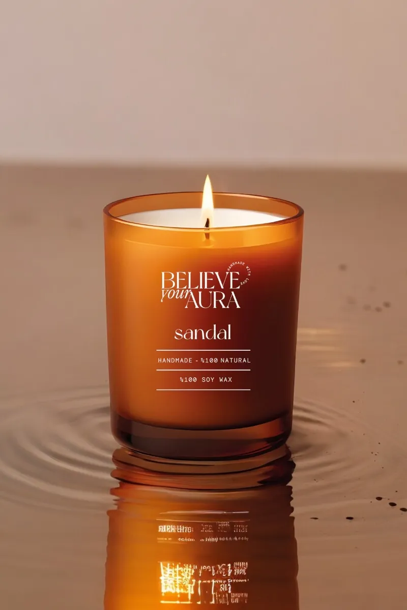Believe Your Aura Organik Soya Wax Sandal Ağacı Kokulu Mum - MBSBRD04210-SND