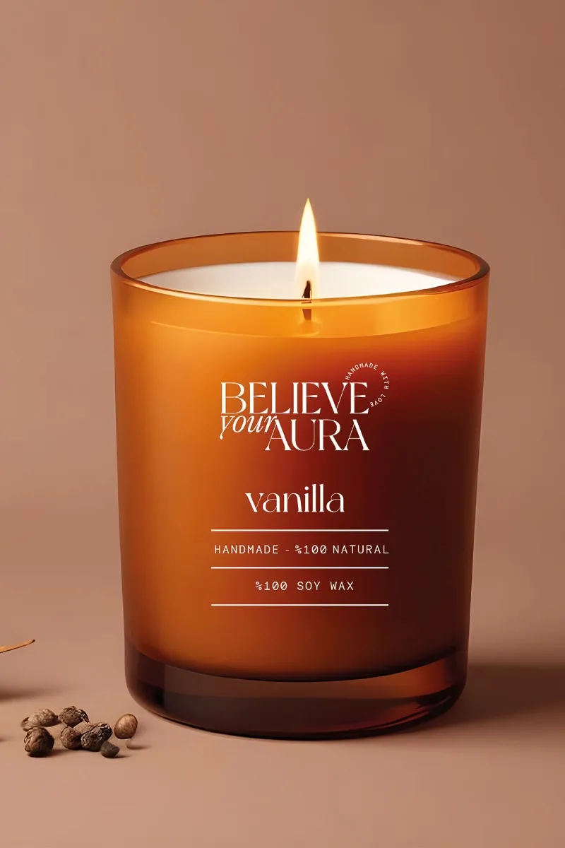 Believe Your Aura Organik Soya Wax Vanilya Kokulu Mum - MBSBRD04210-VNL