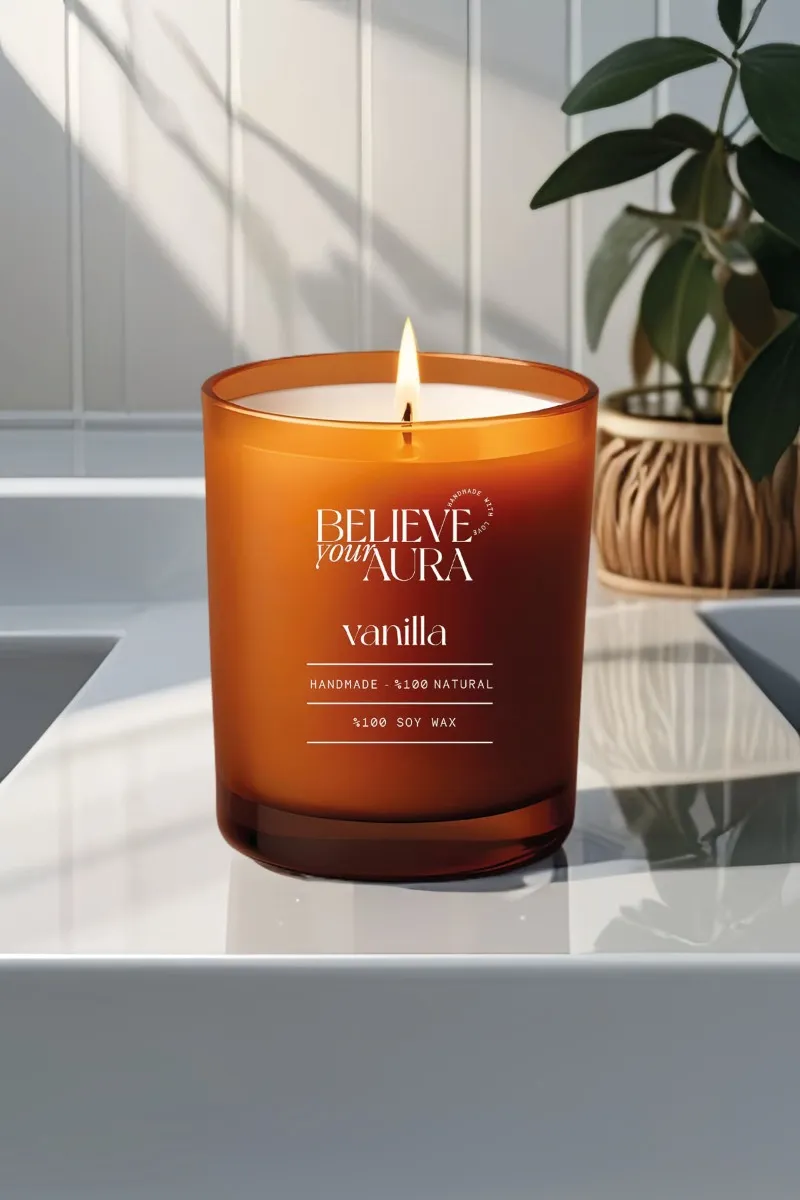 Believe Your Aura Organik Soya Wax Vanilya Kokulu Mum - MBSBRD04210-VNL