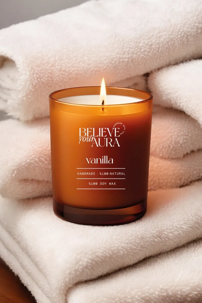 Believe Your Aura Organik Soya Wax Vanilya Kokulu Mum - MBSBRD04210-VNL