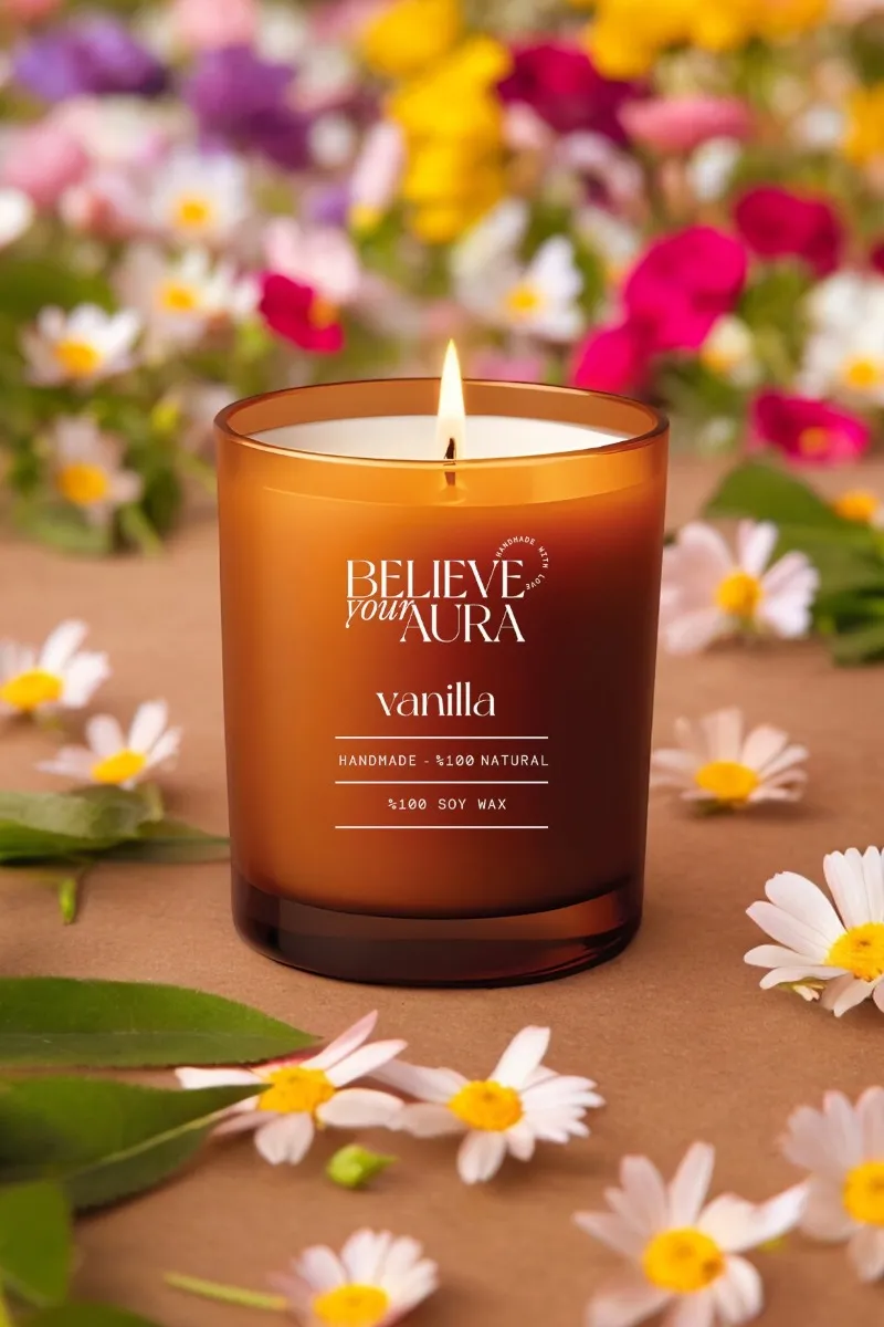 Believe Your Aura Organik Soya Wax Vanilya Kokulu Mum - MBSBRD04210-VNL