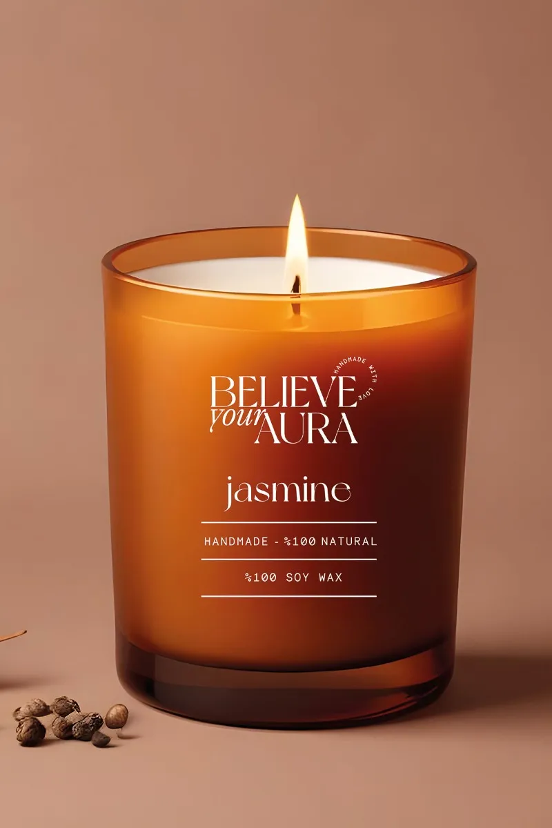 Believe Your Aura Organik Soya Wax Yasemin Kokulu Mum - MBSBRD04210-YSM