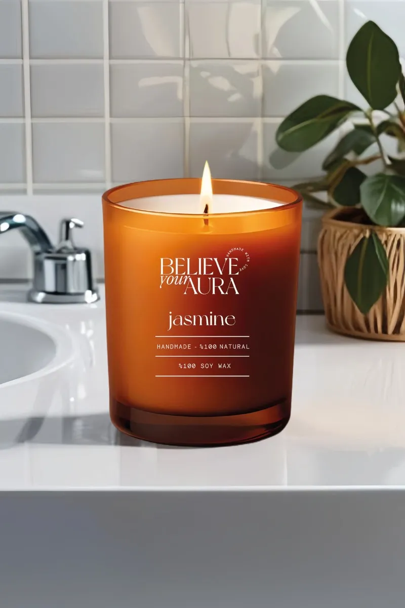 Believe Your Aura Organik Soya Wax Yasemin Kokulu Mum - MBSBRD04210-YSM
