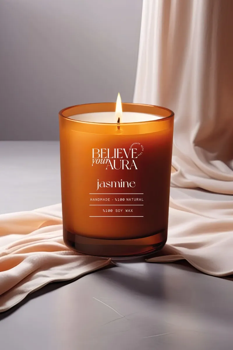 Believe Your Aura Organik Soya Wax Yasemin Kokulu Mum - MBSBRD04210-YSM