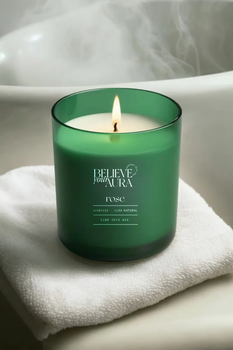 Believe Your Aura Organik Soya Wax Gül Kokulu Mum -MBSBRD04410-GUL