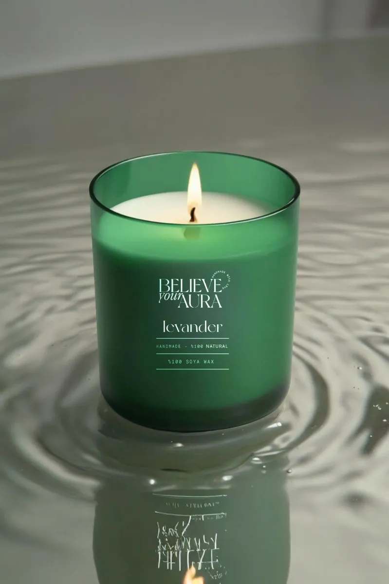 Believe Your Aura Organik Soya Wax Lavanta Kokulu Mum -MBSBRD04410-LVN